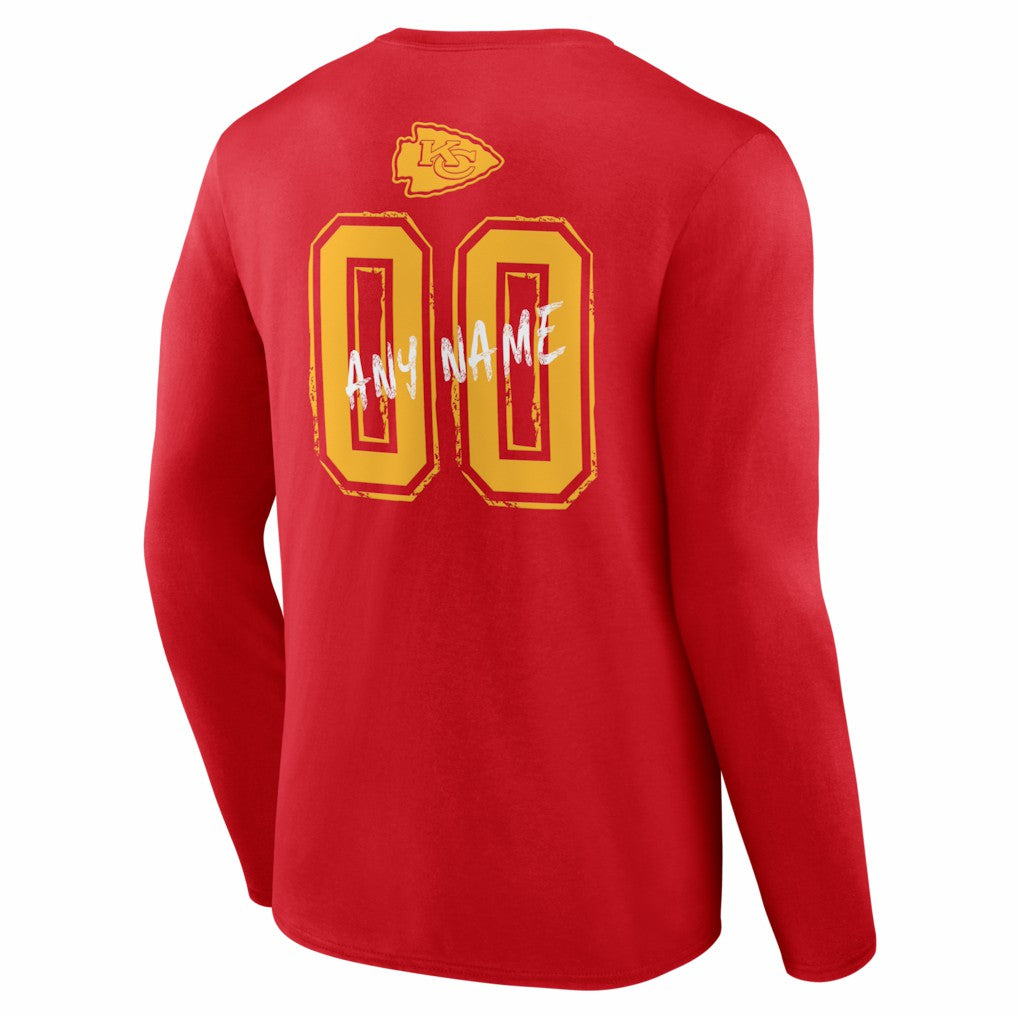 Kansas City Chiefs  Hustle Personalized Name & Number Long Sleeve T-Shirt