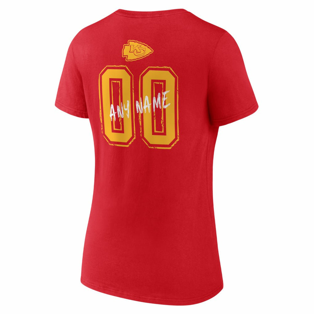 Kansas City Chiefs  Women's Hustle Personalized Name & Number V-Neck T-Shirt