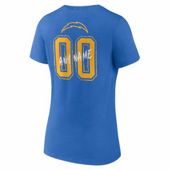 Los Angeles Chargers  Women's Hustle Personalized Name & Number V-Neck T-Shirt