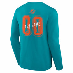 Miami Dolphins  Hustle Personalized Name & Number Long Sleeve T-Shirt