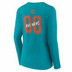 Miami Dolphins  Women's Hustle Personalized Name & Number Long Sleeve V-Neck T-Shirt
