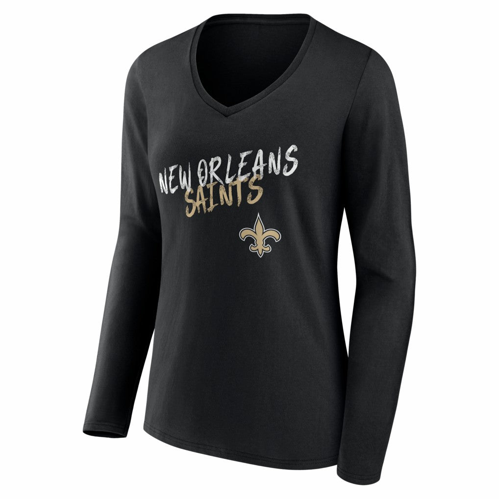 New Orleans Saints  Women's Hustle Personalized Name & Number Long Sleeve V-Neck T-Shirt