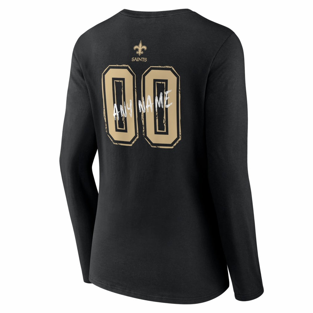 New Orleans Saints  Women's Hustle Personalized Name & Number Long Sleeve V-Neck T-Shirt