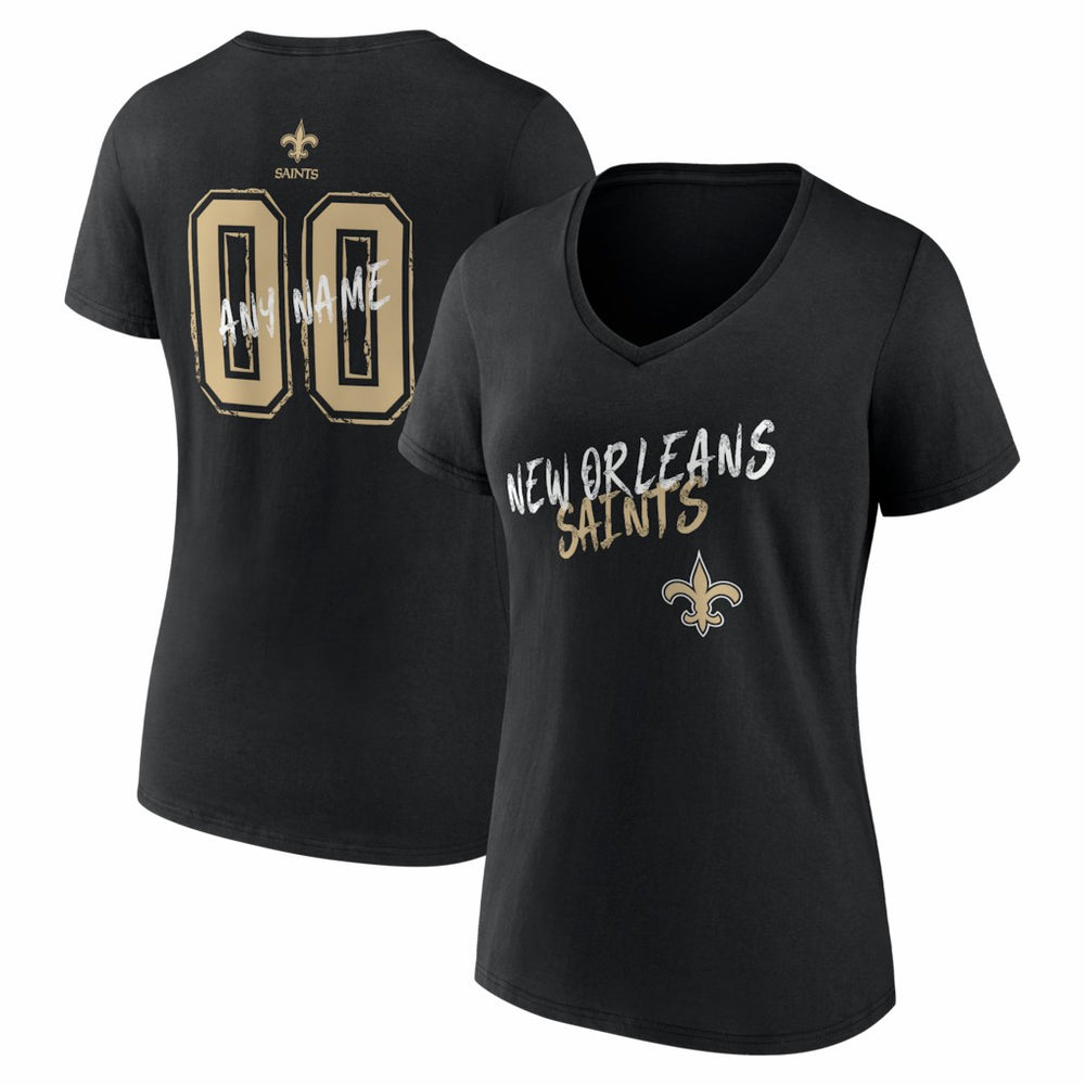 New Orleans Saints  Women's Hustle Personalized Name & Number V-Neck T-Shirt