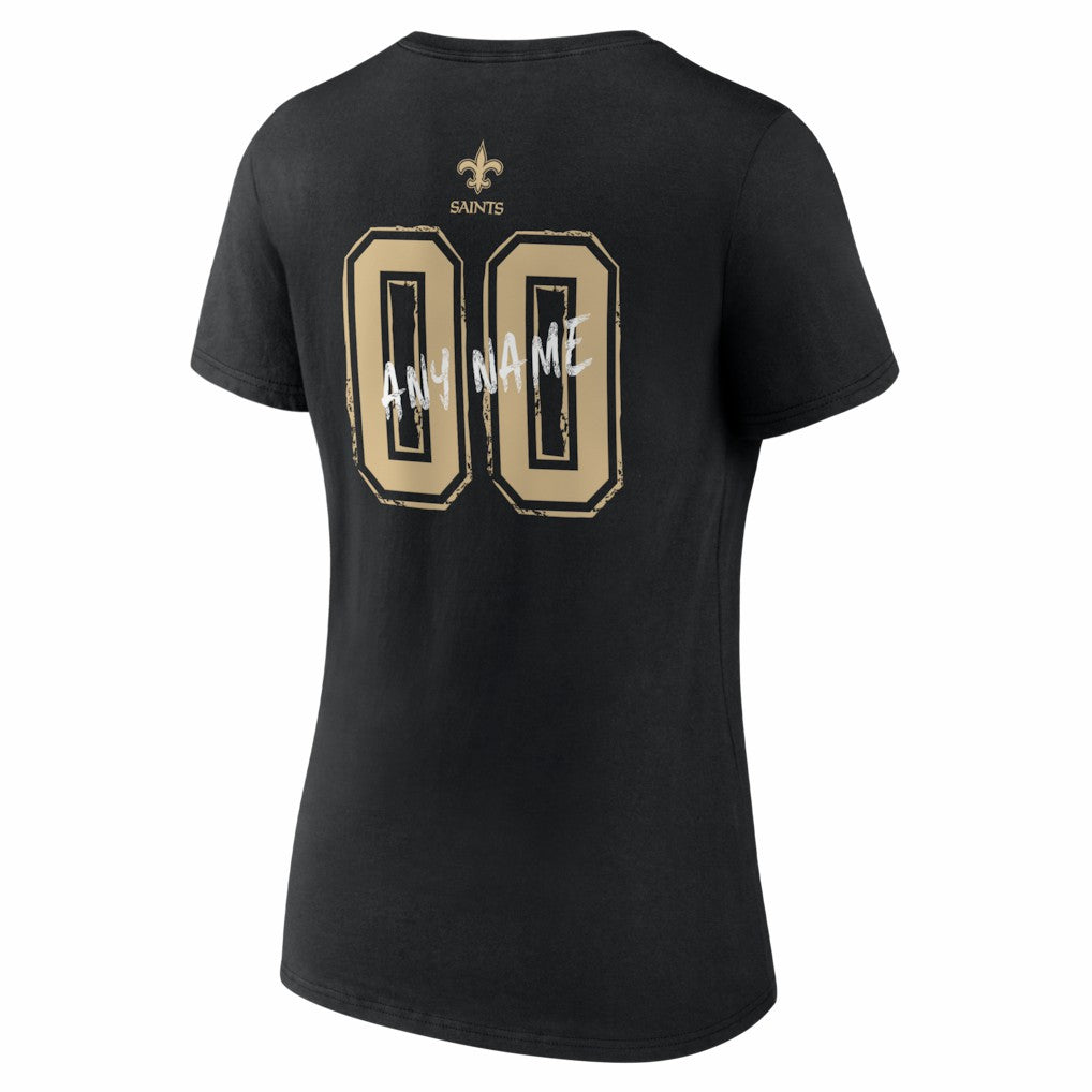 New Orleans Saints  Women's Hustle Personalized Name & Number V-Neck T-Shirt