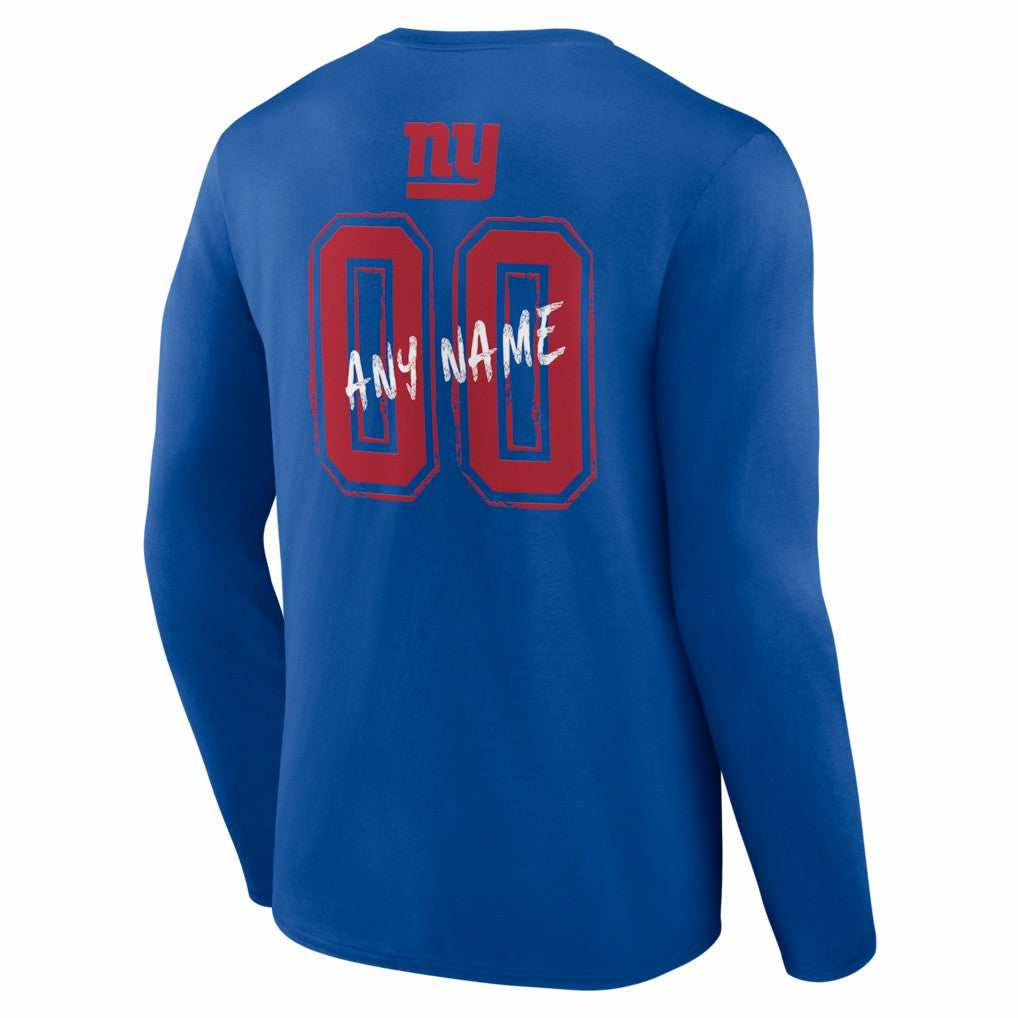 New York Giants  Hustle Personalized Name & Number Long Sleeve T-Shirt