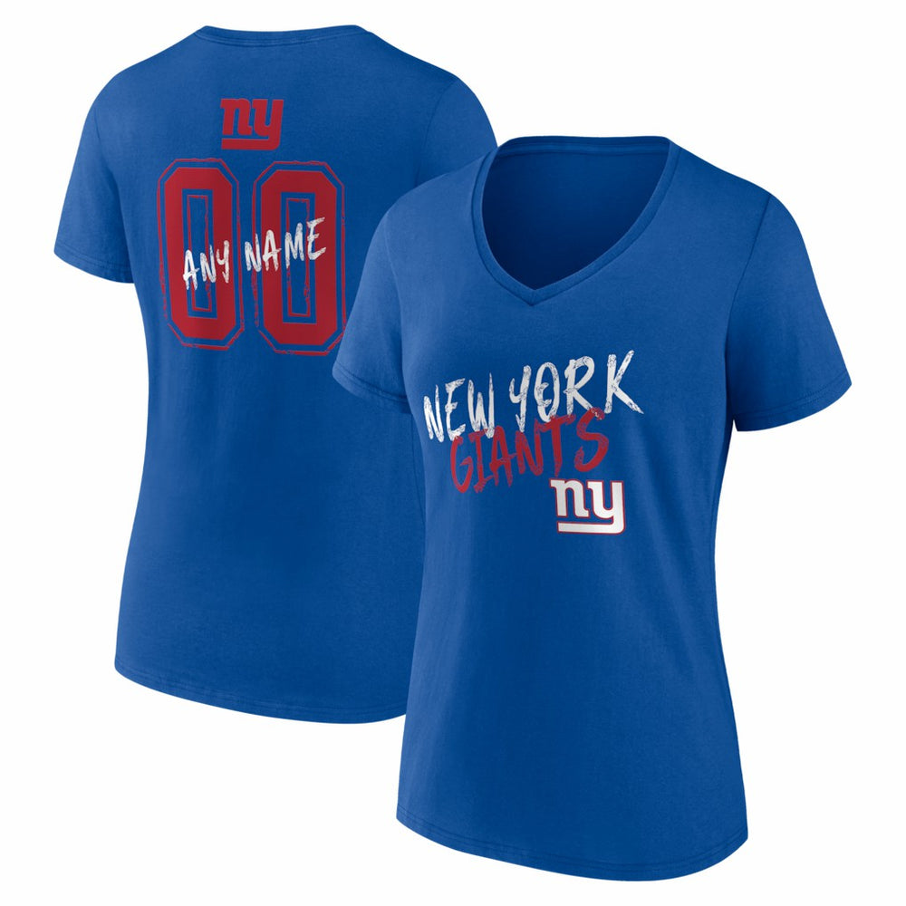 New York Giants  Women's Hustle Personalized Name & Number V-Neck T-Shirt