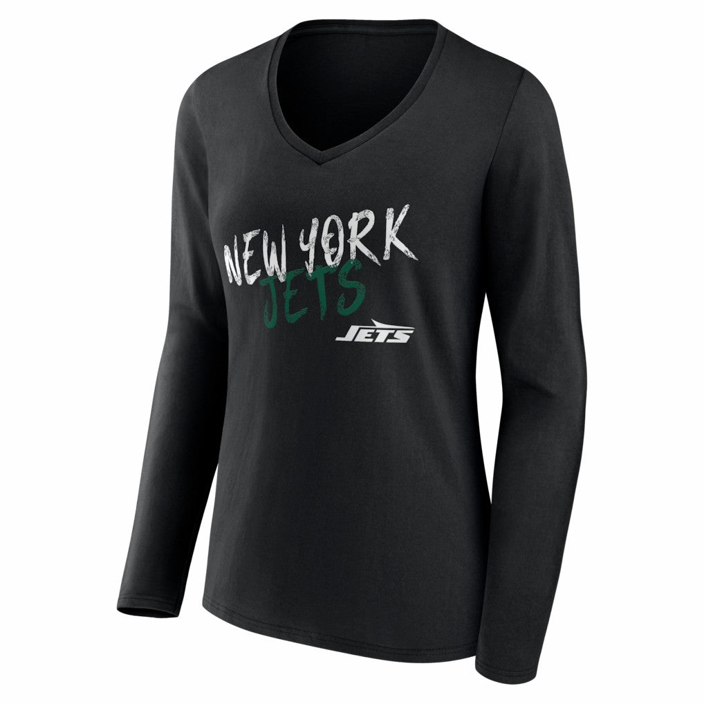 New York Jets  Women's Hustle Personalized Name & Number Long Sleeve V-Neck T-Shirt