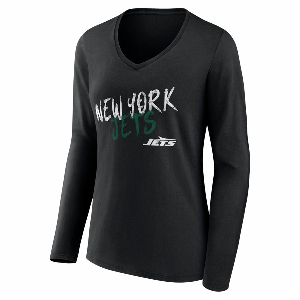 New York Jets  Women's Hustle Personalized Name & Number Long Sleeve V-Neck T-Shirt