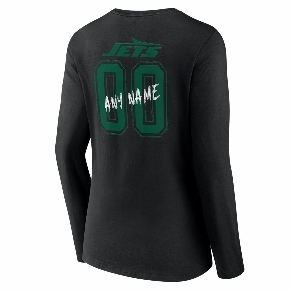 New York Jets  Women's Hustle Personalized Name & Number Long Sleeve V-Neck T-Shirt