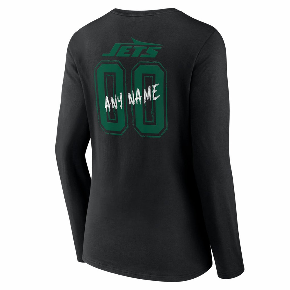 New York Jets  Women's Hustle Personalized Name & Number Long Sleeve V-Neck T-Shirt