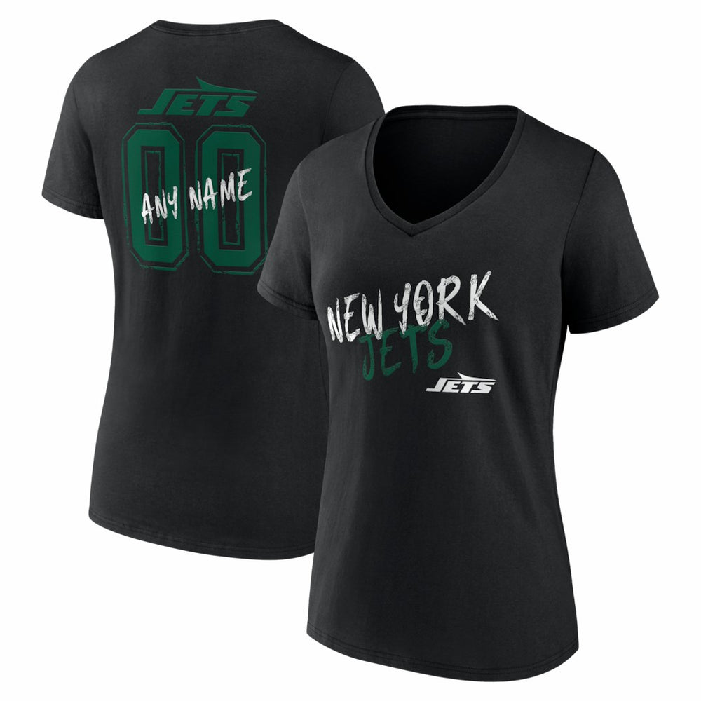 New York Jets  Women's Hustle Personalized Name & Number V-Neck T-Shirt