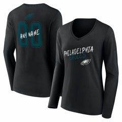 Philadelphia Eagles  Women's Hustle Personalized Name & Number Long Sleeve V-Neck T-Shirt