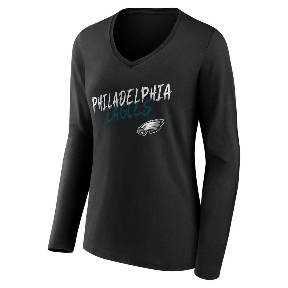 Philadelphia Eagles  Women's Hustle Personalized Name & Number Long Sleeve V-Neck T-Shirt