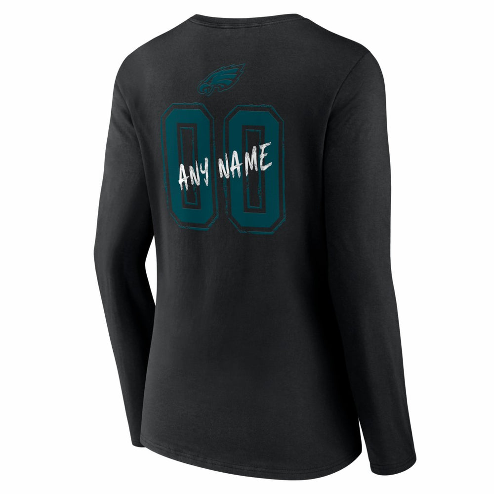 Philadelphia Eagles  Women's Hustle Personalized Name & Number Long Sleeve V-Neck T-Shirt