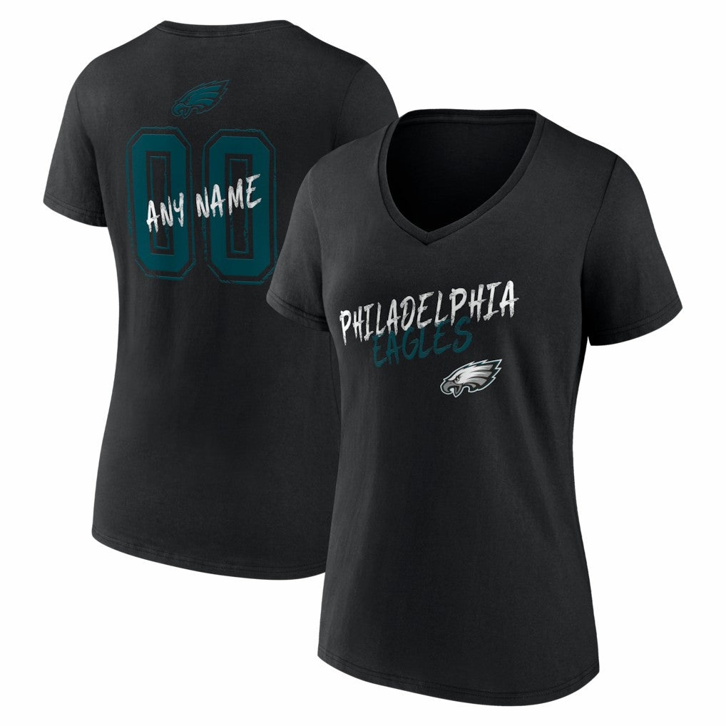 Philadelphia Eagles  Women's Hustle Personalized Name & Number V-Neck T-Shirt