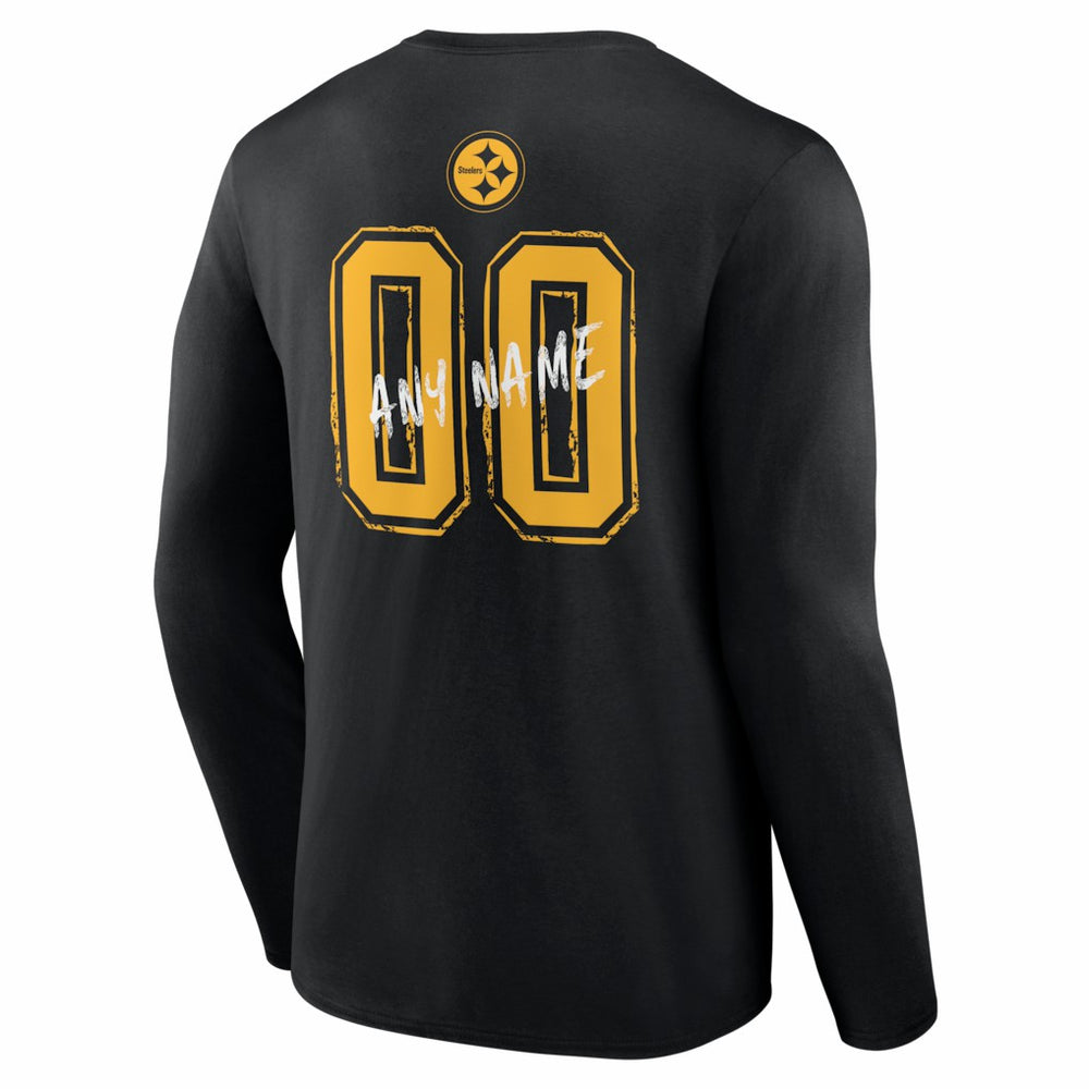 Pittsburgh Steelers  Hustle Personalized Name & Number Long Sleeve T-Shirt