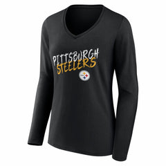 Pittsburgh Steelers  Women's Hustle Personalized Name & Number Long Sleeve V-Neck T-Shirt