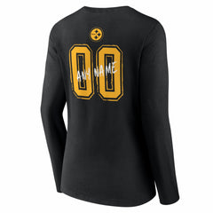 Pittsburgh Steelers  Women's Hustle Personalized Name & Number Long Sleeve V-Neck T-Shirt