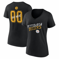 Pittsburgh Steelers  Women's Hustle Personalized Name & Number V-Neck T-Shirt