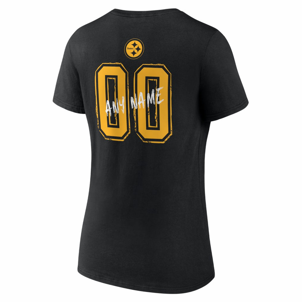 Pittsburgh Steelers  Women's Hustle Personalized Name & Number V-Neck T-Shirt
