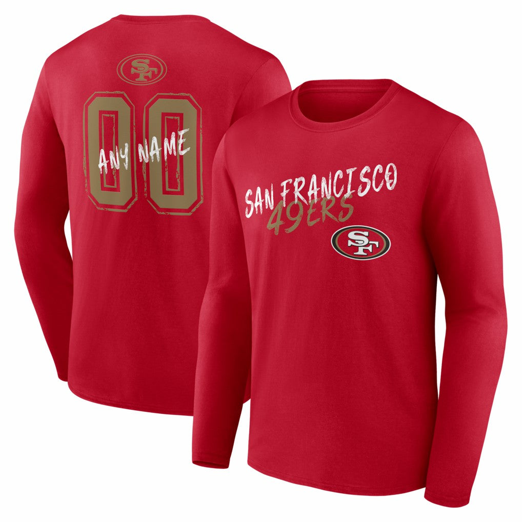 San Francisco 49ers  Hustle Personalized Name & Number Long Sleeve T-Shirt
