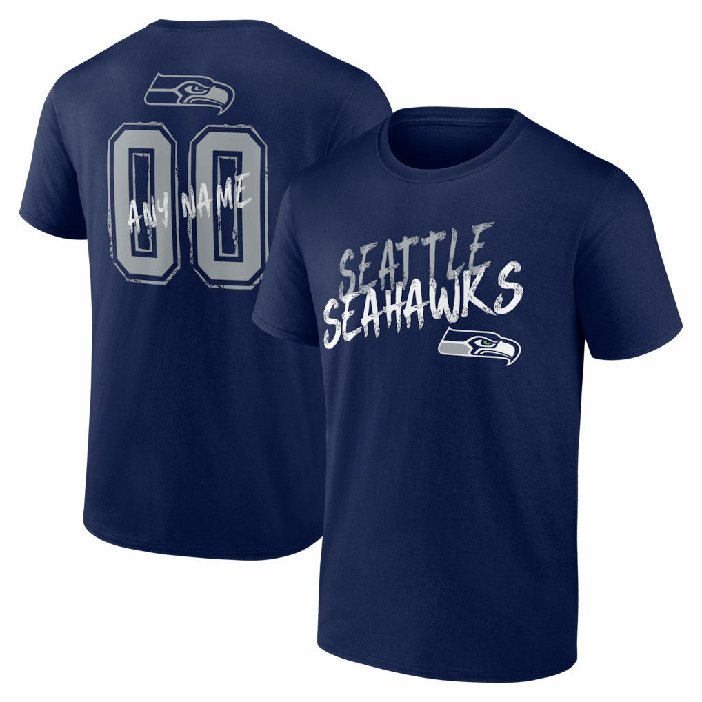 Seattle Seahawks  Hustle Personalized Name & Number T-Shirt