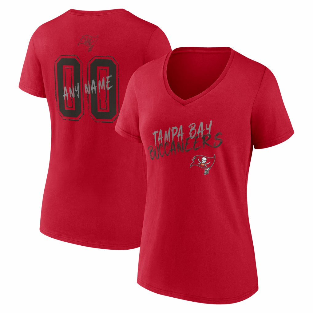 Tampa Bay Buccaneers  Women's Hustle Personalized Name & Number V-Neck T-Shirt