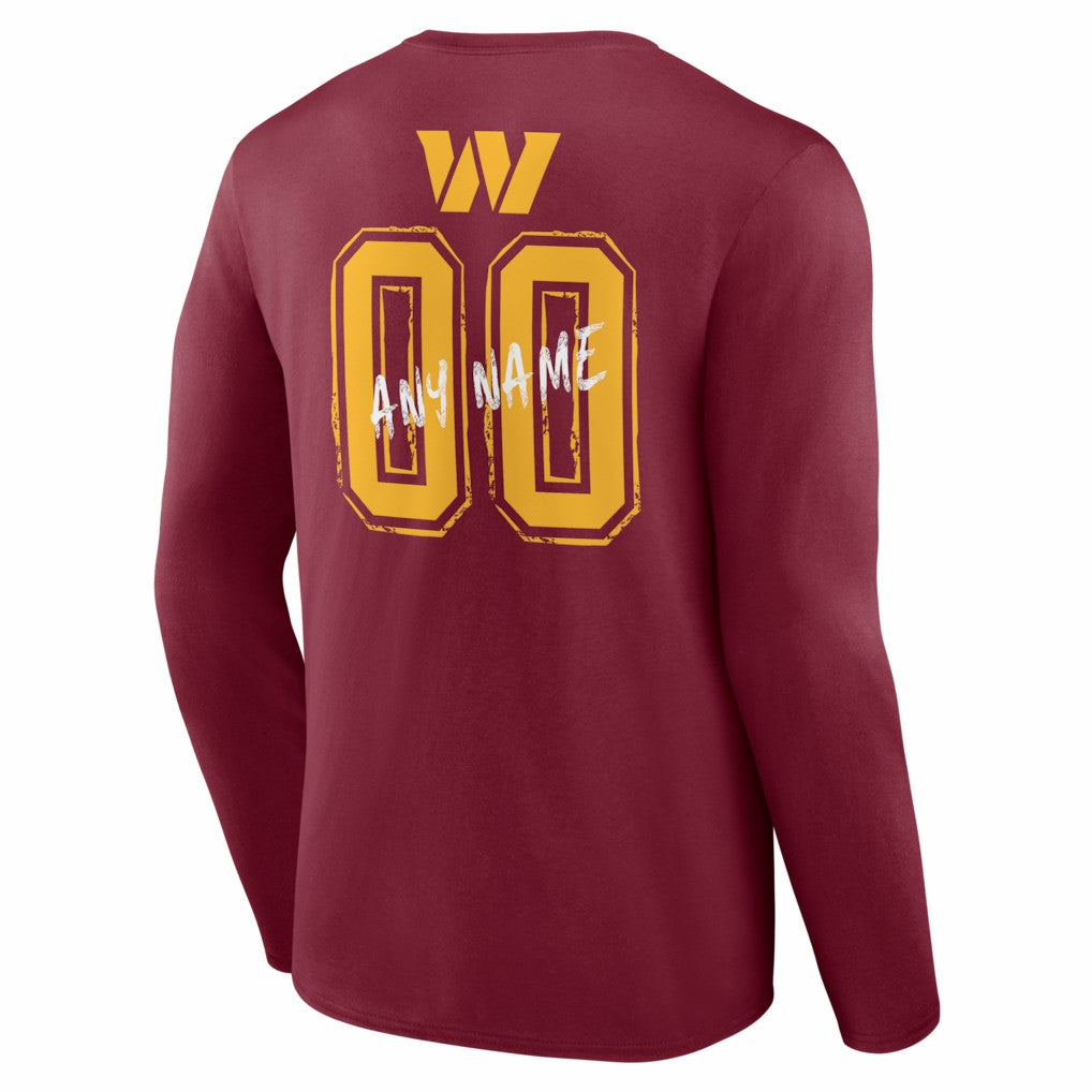 Washington Commanders  Hustle Personalized Name & Number Long Sleeve T-Shirt