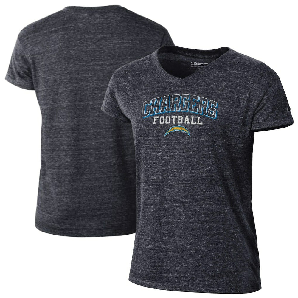 Los Angeles Chargers Champion Women's Triumph Tri-Blend V-Neck T-Shirt