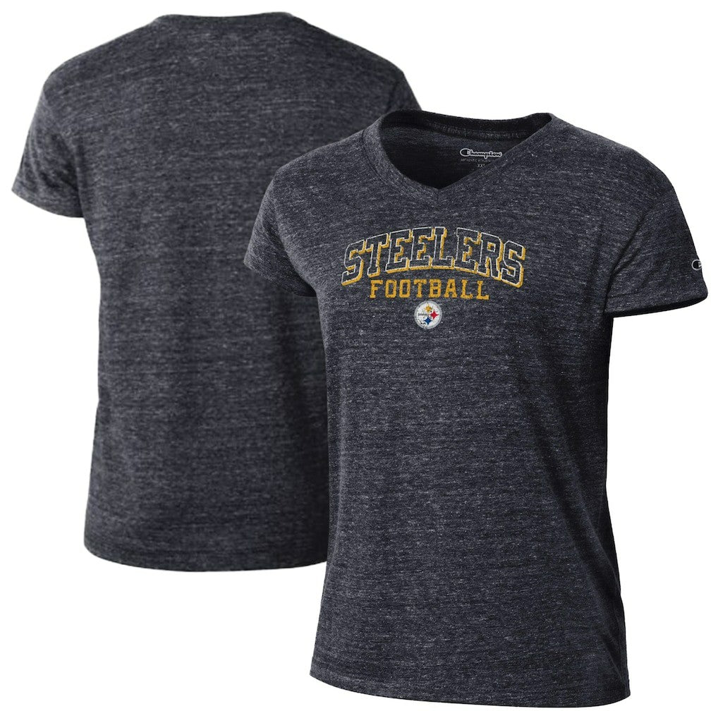 Pittsburgh Steelers Champion Women's Triumph Tri-Blend V-Neck T-Shirt