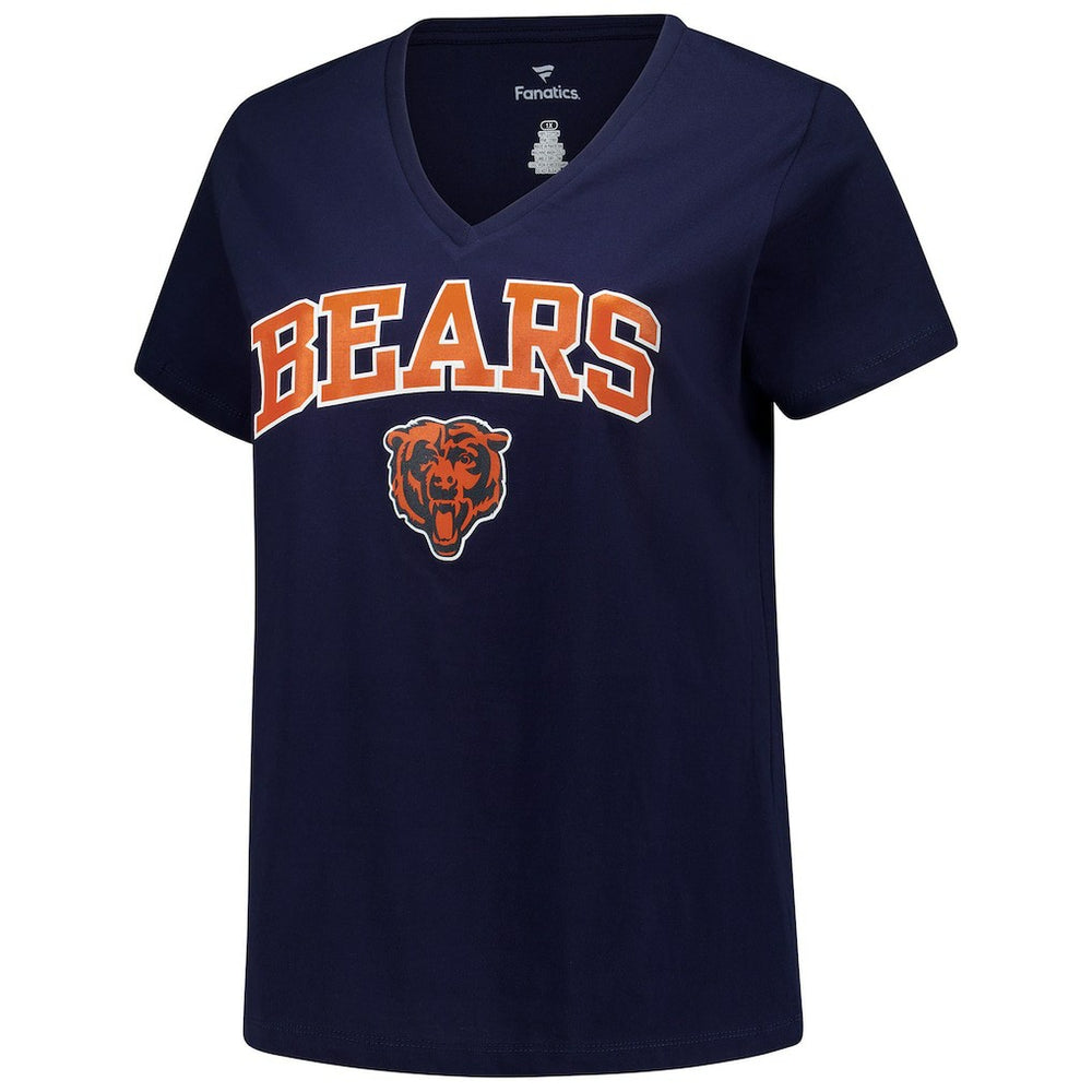 Chicago Bears Fanatics Women's Plus Size Arch Over Logo V-Neck T-Shirt