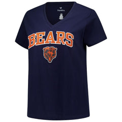 Chicago Bears Fanatics Women's Plus Size Arch Over Logo V-Neck T-Shirt