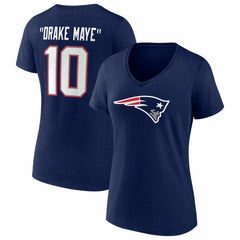 New England Patriots  Drake Maye  Women's Nickname V-Neck T-Shirt