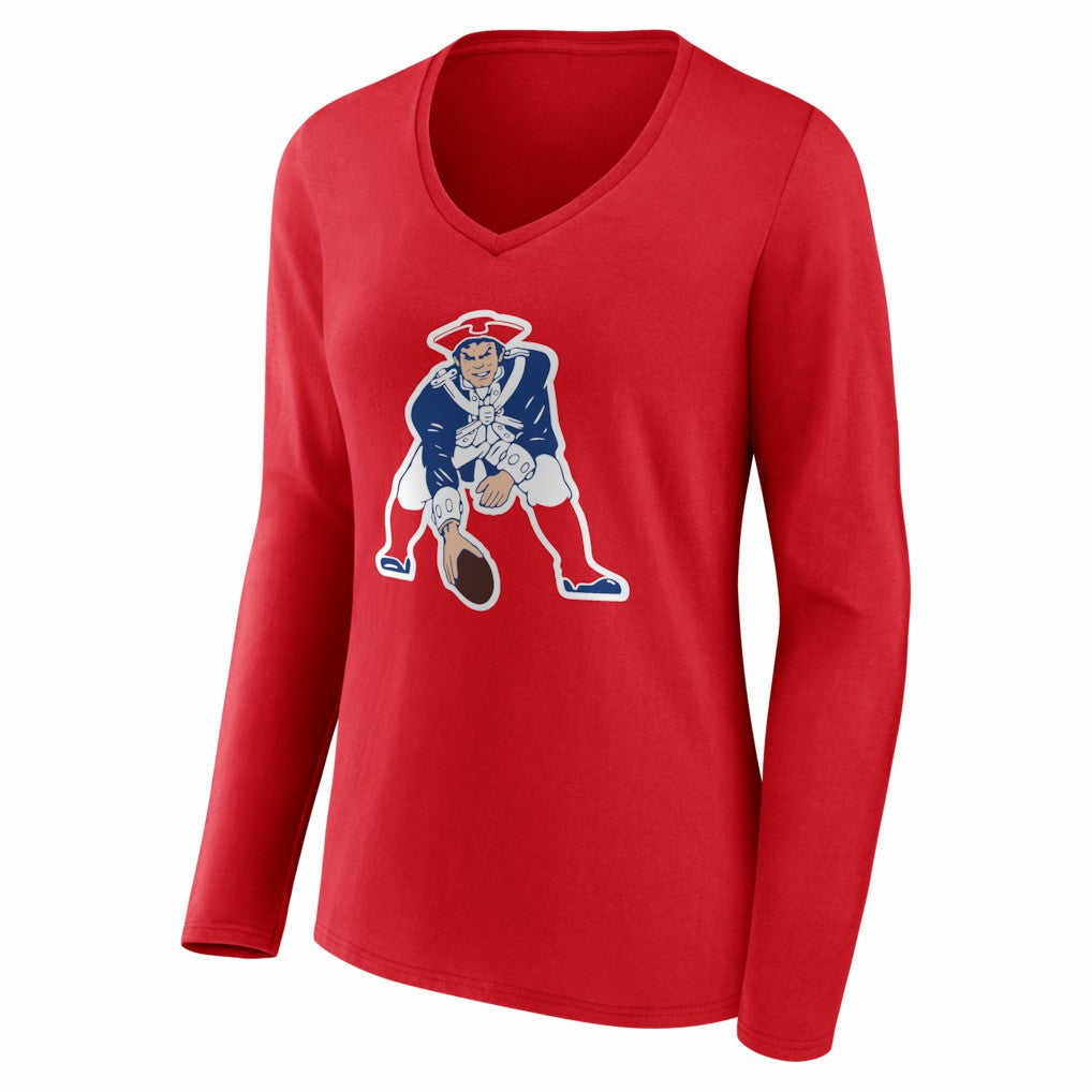 New England Patriots  Drake Maye  Women's Nickname V-Neck Long Sleeve T-Shirt