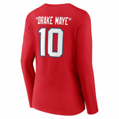 New England Patriots  Drake Maye  Women's Nickname V-Neck Long Sleeve T-Shirt