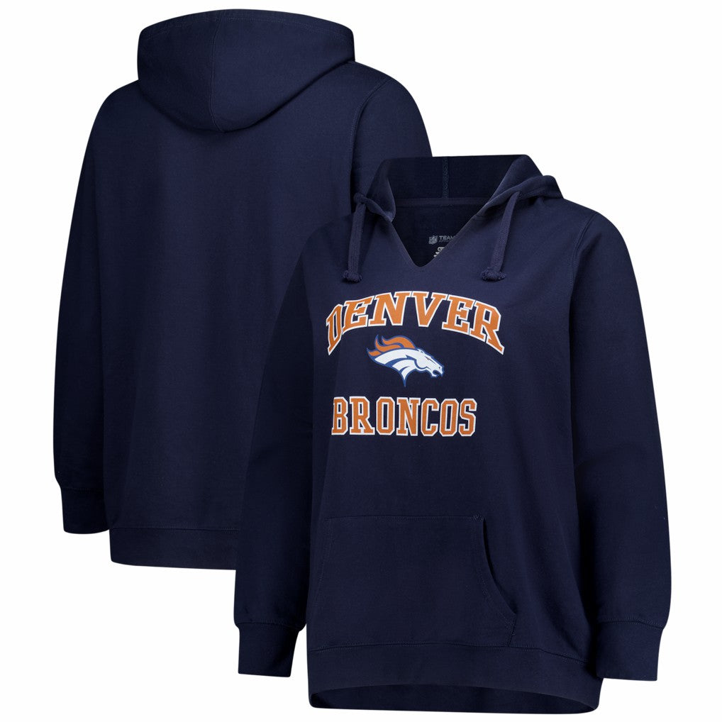 Denver Broncos Fanatics Women's Plus Size Heart & Soul Notch Neck Hoodie