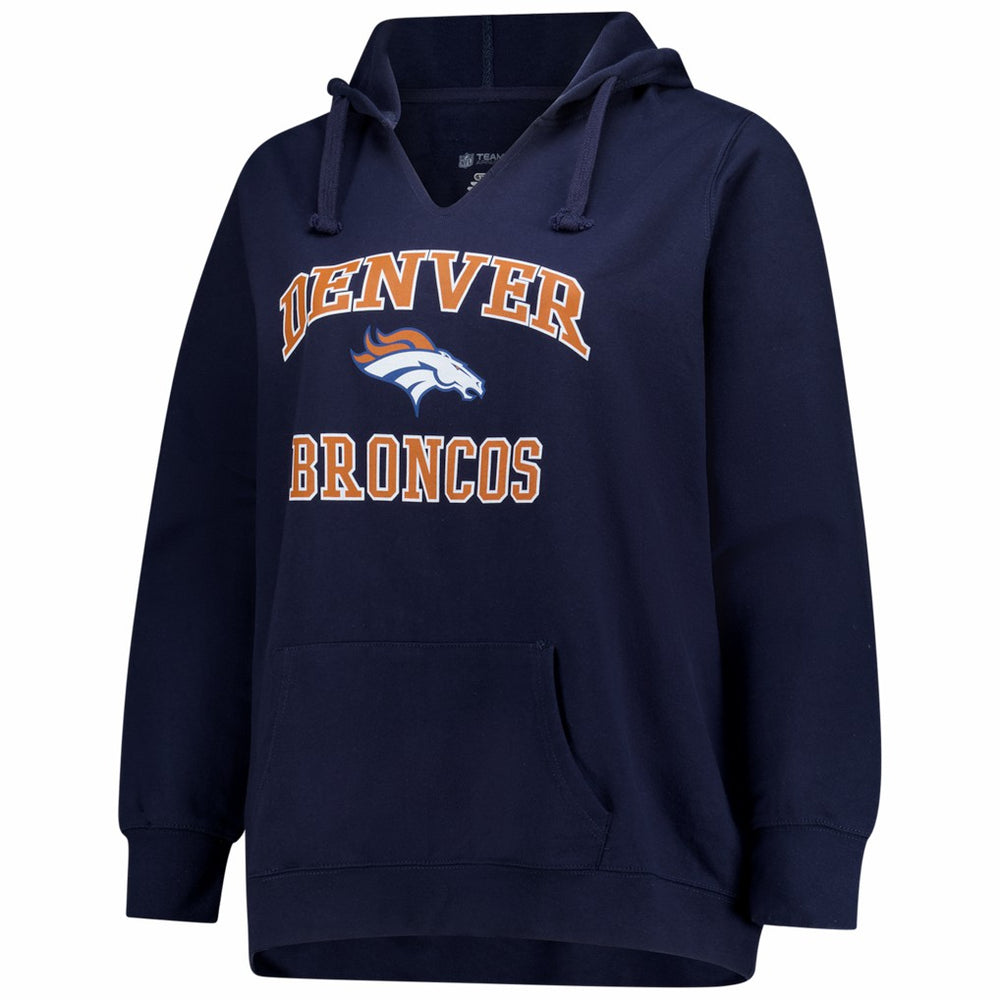 Denver Broncos Fanatics Women's Plus Size Heart & Soul Notch Neck Hoodie