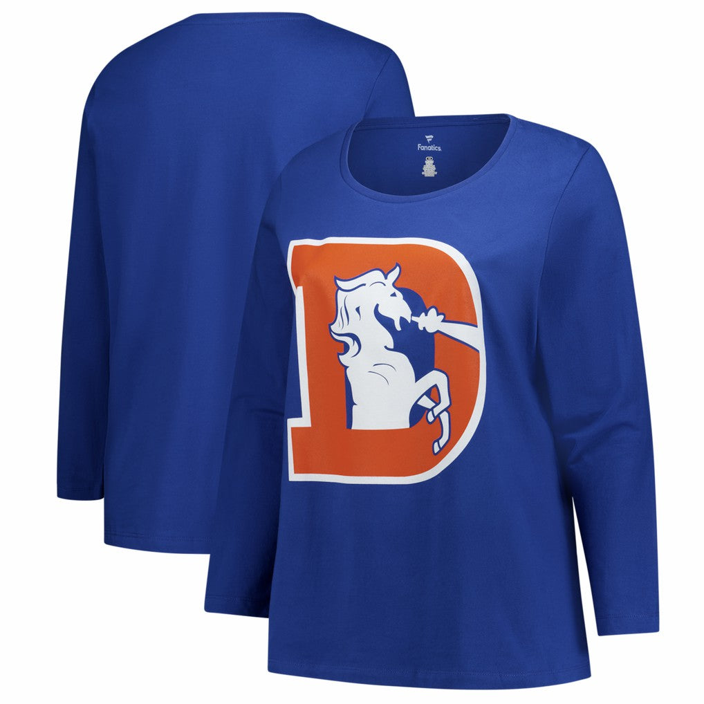 Denver Broncos Fanatics Women's Plus Size Primary Logo Long Sleeve Scoop Neck T-Shirt
