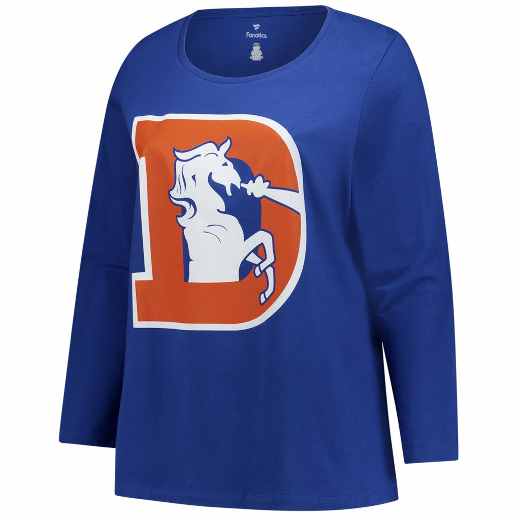 Denver Broncos Fanatics Women's Plus Size Primary Logo Long Sleeve Scoop Neck T-Shirt