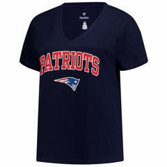 New England Patriots Fanatics Women's Plus Size Arch Over Logo V-Neck T-Shirt