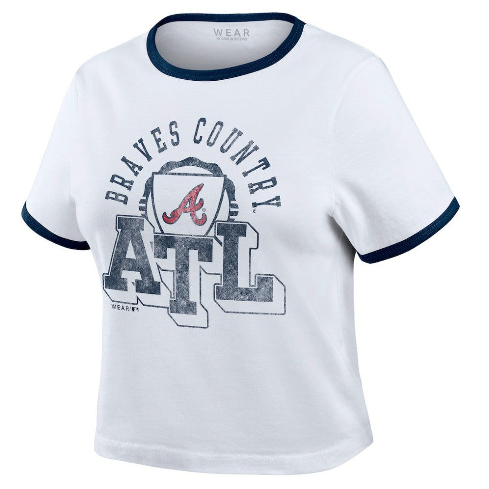 Atlanta Braves WEAR by Erin Andrews Women's Ringer Baby T-Shirt | MLB On Sale