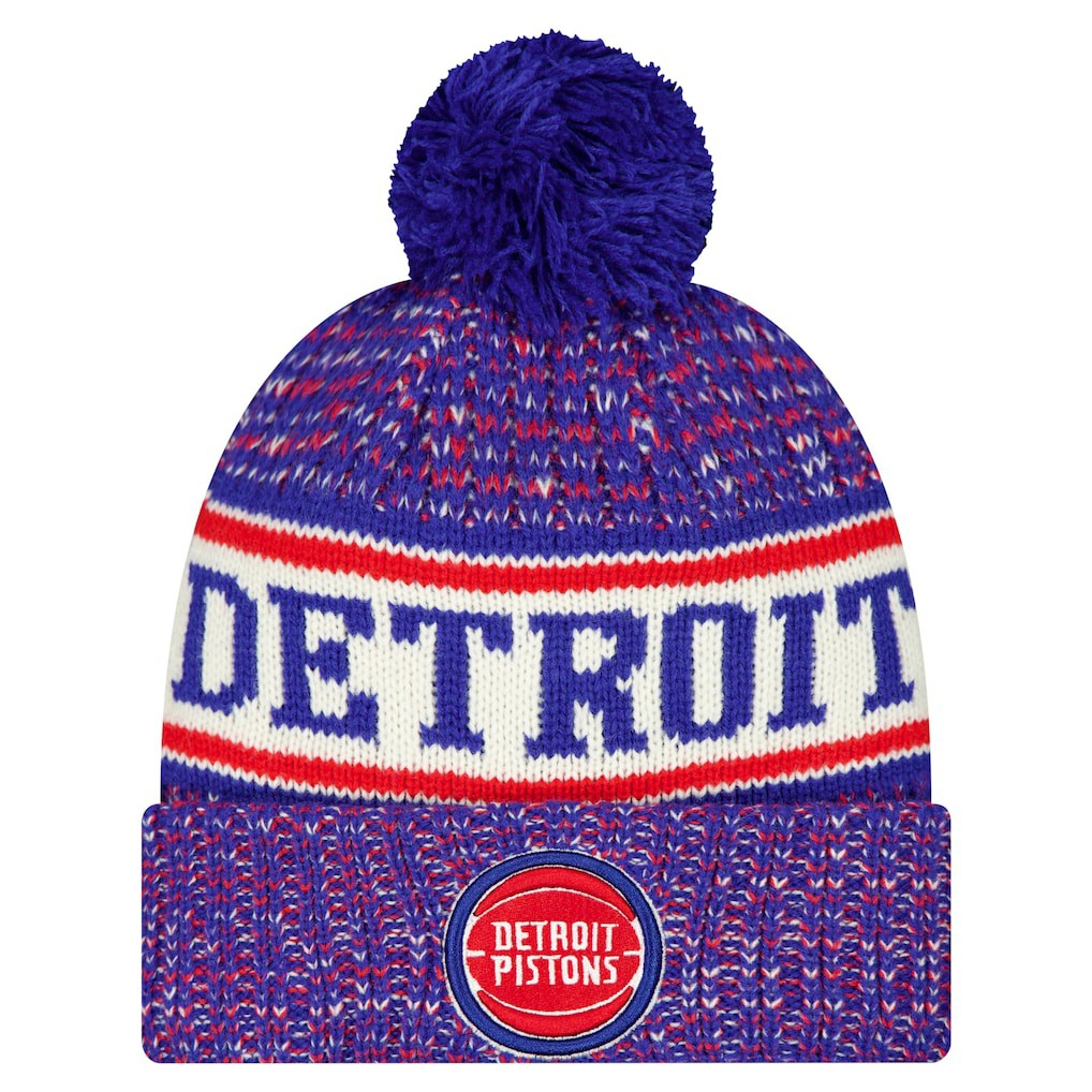 Detroit Pistons Team Cuffed Knit Hat with Pom sale On Sale