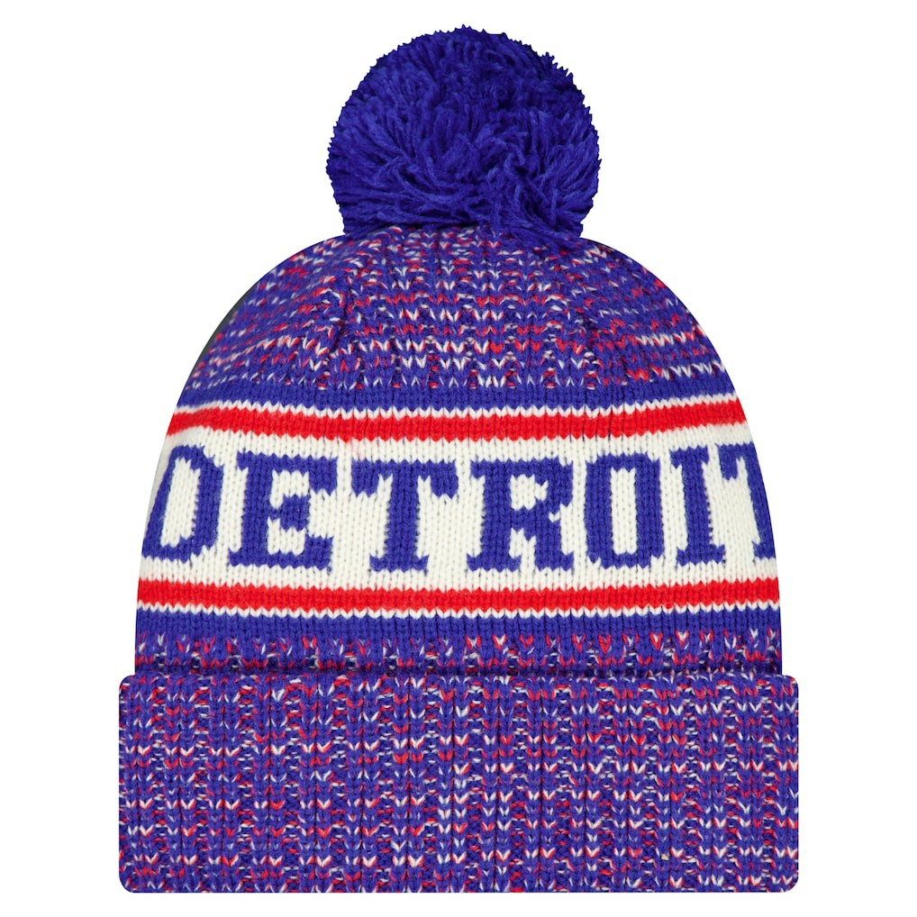 Detroit Pistons Team Cuffed Knit Hat with Pom sale On Sale