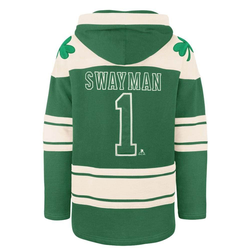 Jeremy Swayman Boston Bruins '47 St. Patrick's Day Player Name & Number Lacer Pullover Hoodie Discount
