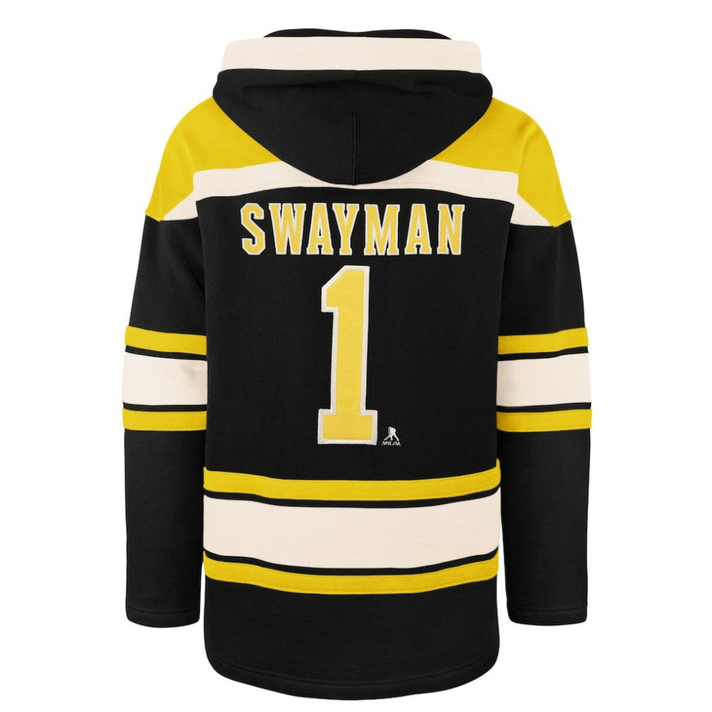 Jeremy Swayman Boston Bruins '47 Player Name & Number Lacer Hoodie Outlet