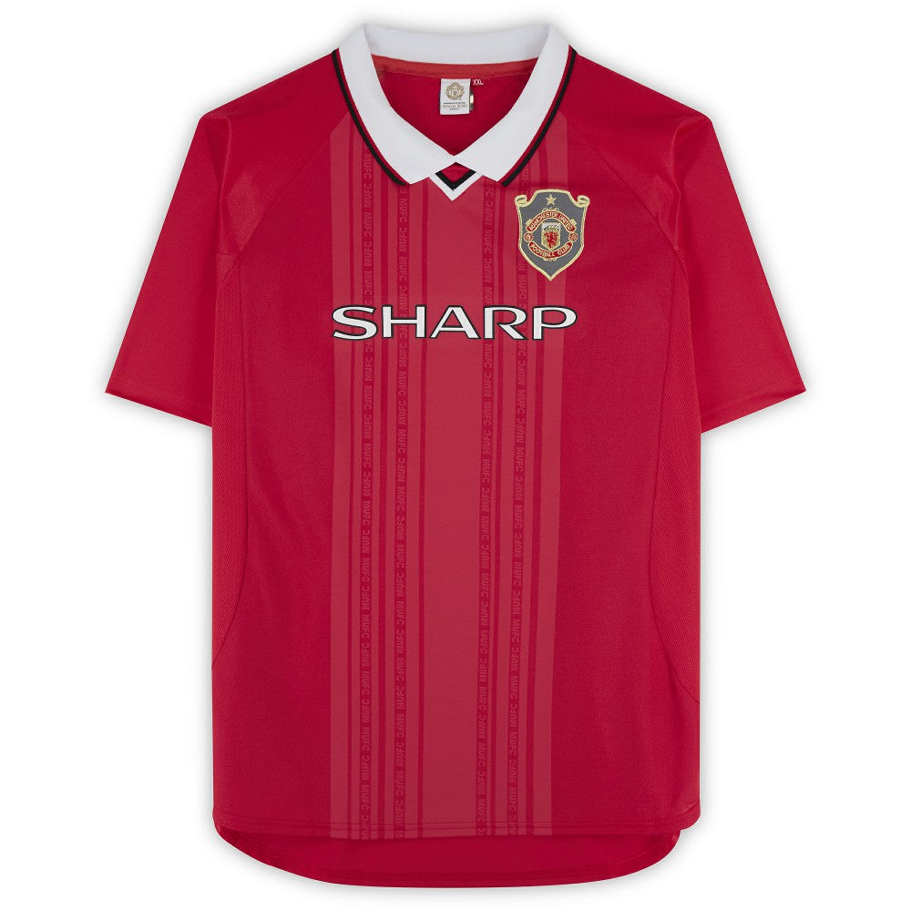 Teddy Sheringham Manchester United Autographed 1999 Red UEFA Champions League Home Jersey Icons - Adidas