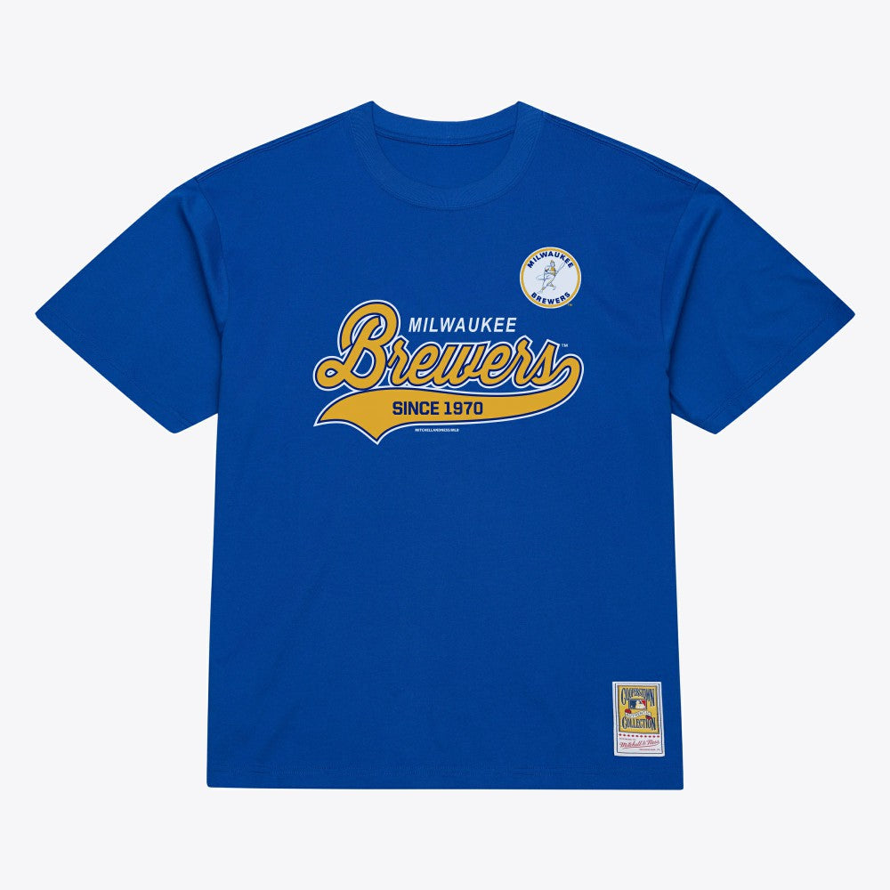 Milwaukee Brewers Mitchell & Ness Script Sweep Arch T-Shirt | MLB For sale