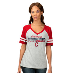 Cleveland Guardians G-III 4Her by Carl Banks Women's Goal Line Raglan V-Neck T-Shirt | MLB Outlet