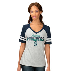 Seattle Mariners G-III 4Her by Carl Banks Women's Goal Line Raglan V-Neck T-Shirt | MLB Shop